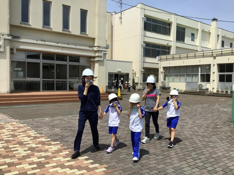 グラウンドへの避難①